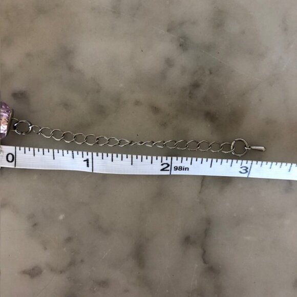 Murano Glass Slider Charm Bracelet Silver Pink Black 11 in long - Picture 13 of 15